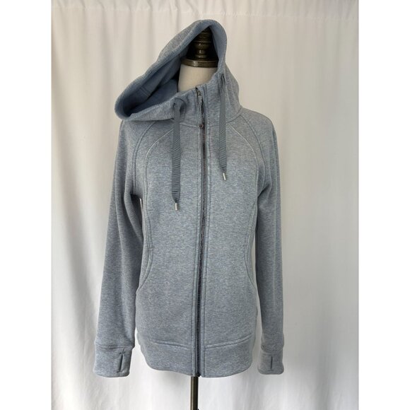 Lululemon Fleece Lined Grey Scuba Hoodie Sweatshirt, Women's Sz 8 - Picture 1 of 4